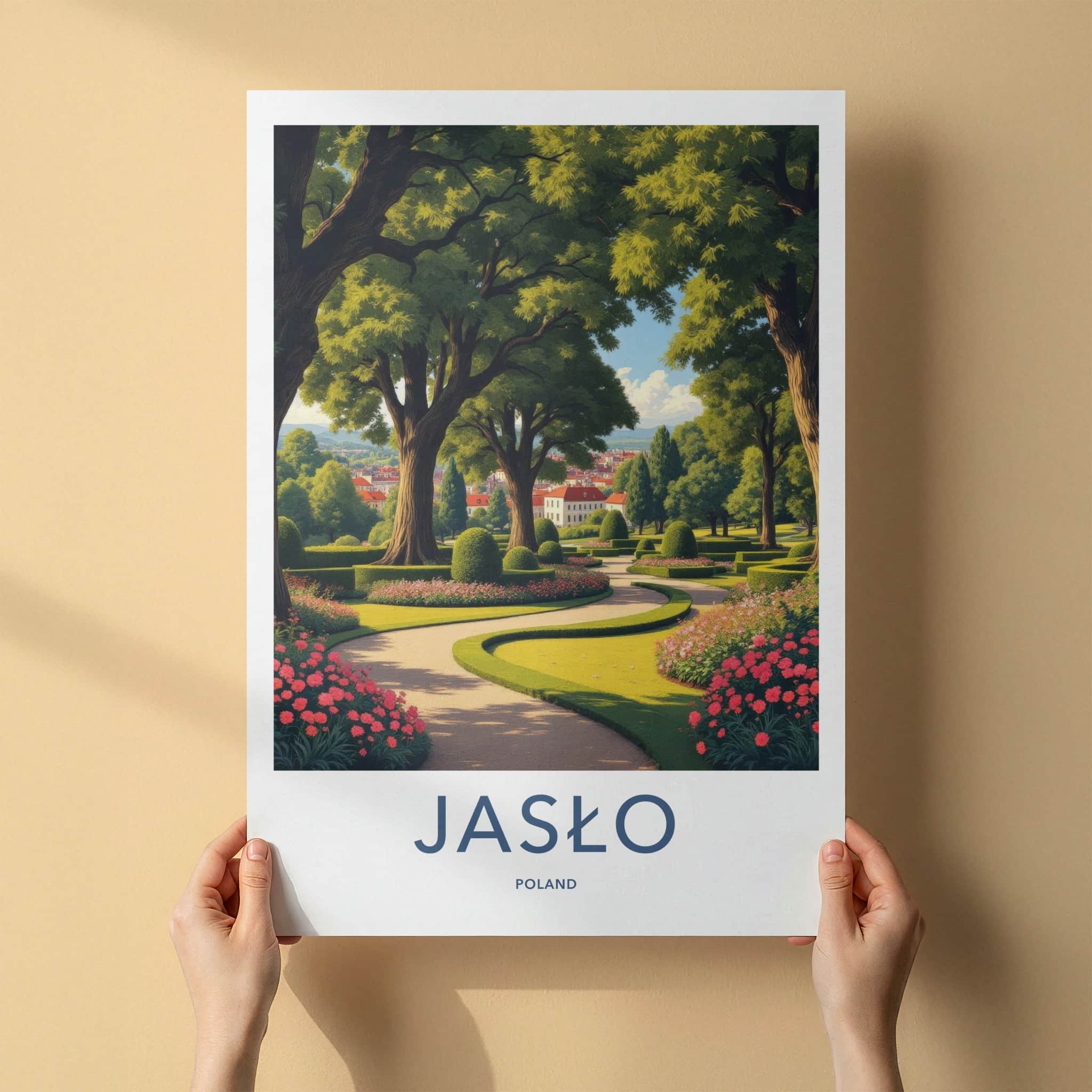 Jaslo Poster - Poland Travel Art - Manicured Garden Pathway Home Decor