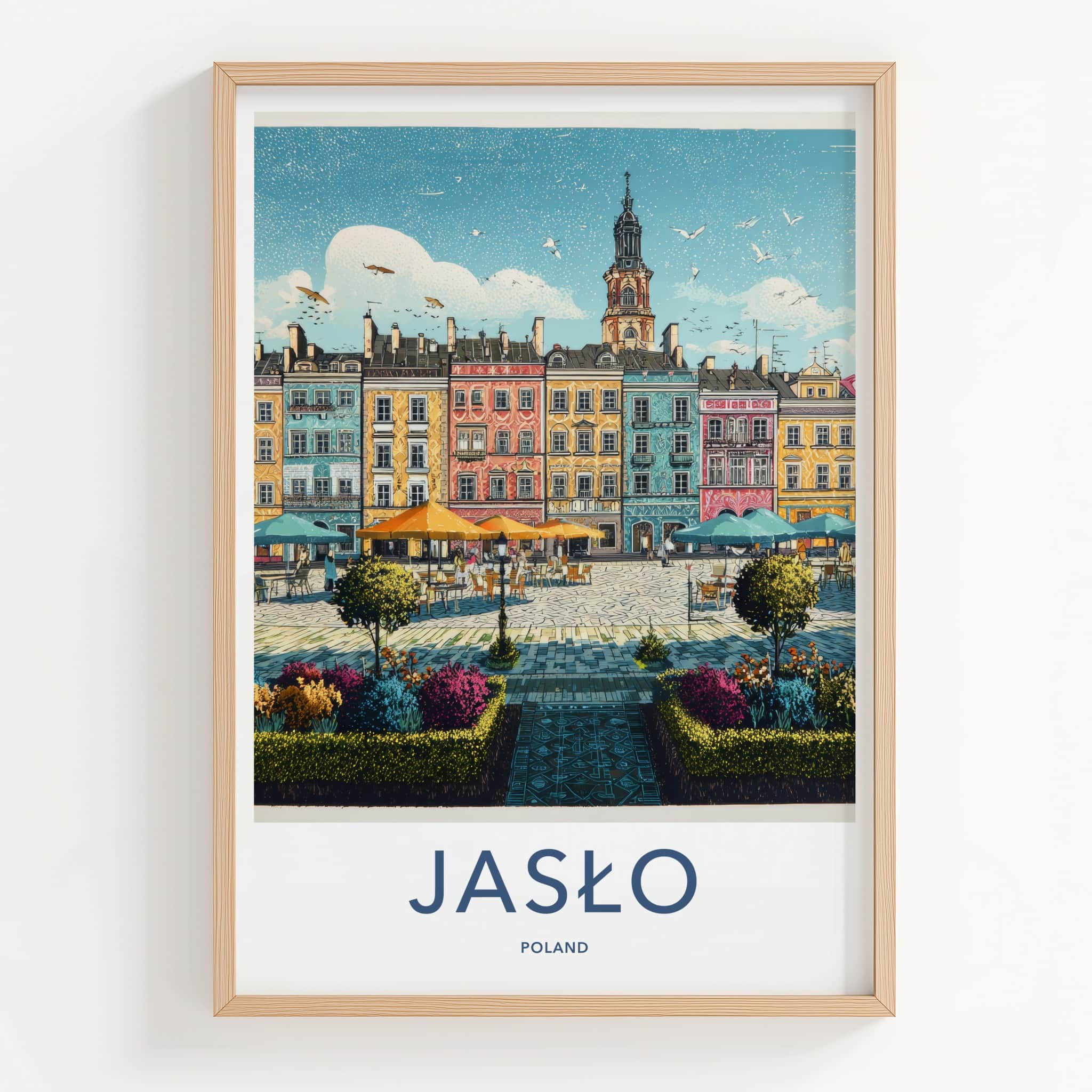 Jaslo Poster - Poland Travel Art - Picturesque City Square Home Decor