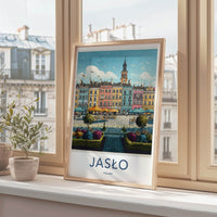 Jaslo Poster - Poland Travel Art - Picturesque City Square Home Decor