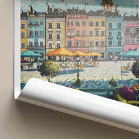 Jaslo Poster - Poland Travel Art - Picturesque City Square Home Decor