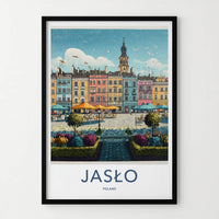 Jaslo Poster - Poland Travel Art - Picturesque City Square Home Decor