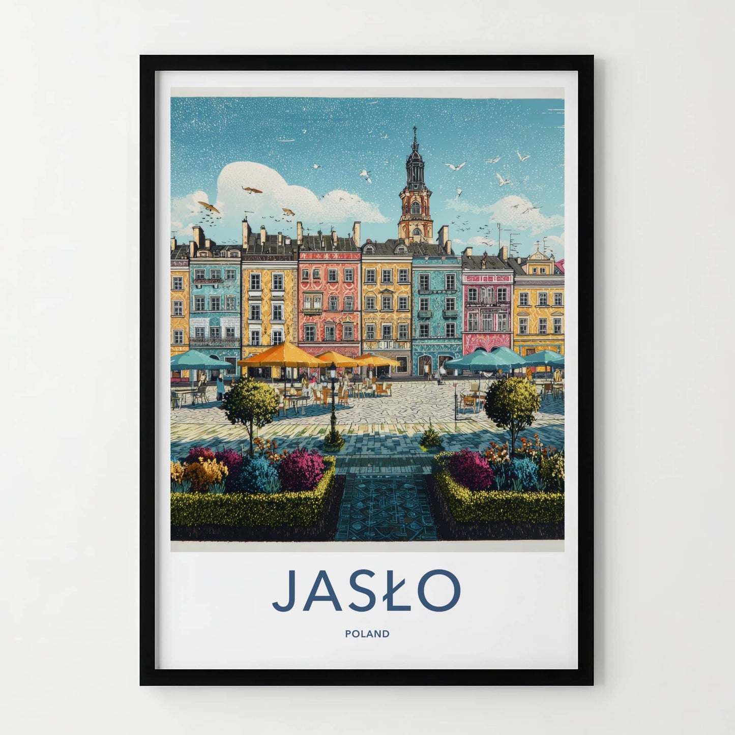 Jaslo Poster - Poland Travel Art - Picturesque City Square Home Decor