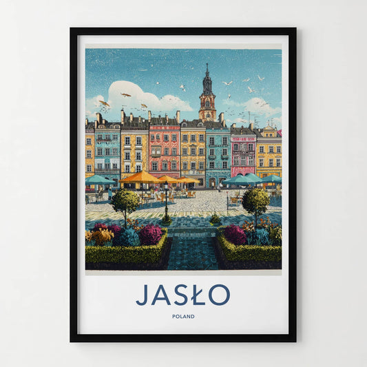 Jaslo Poster - Poland Travel Art - Picturesque City Square Home Decor