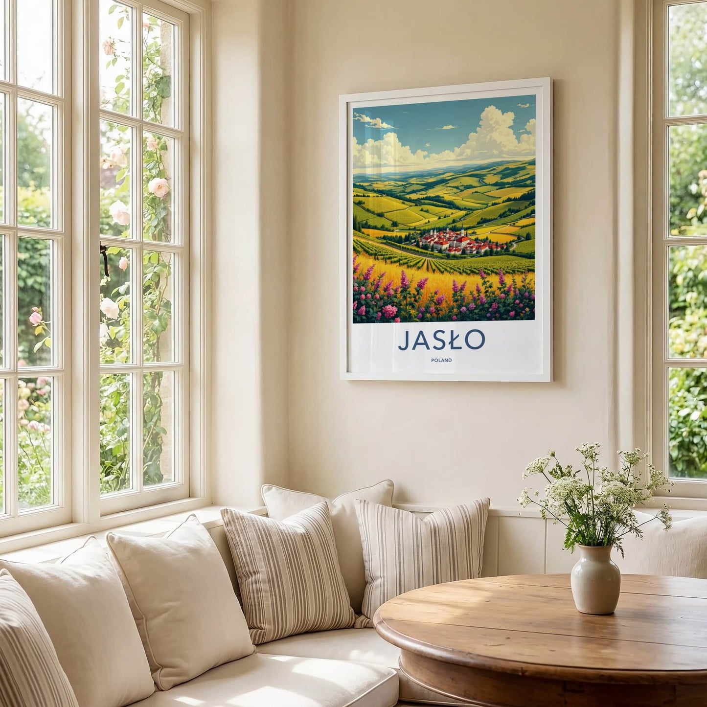 Jaslo Poster - Poland Travel Art - Rolling Fields Village Home Decor