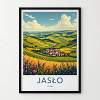 Jaslo Poster - Poland Travel Art - Rolling Fields Village Home Decor