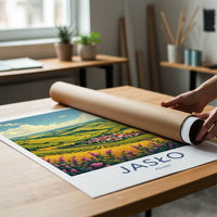 Jaslo Poster - Poland Travel Art - Rolling Fields Village Home Decor