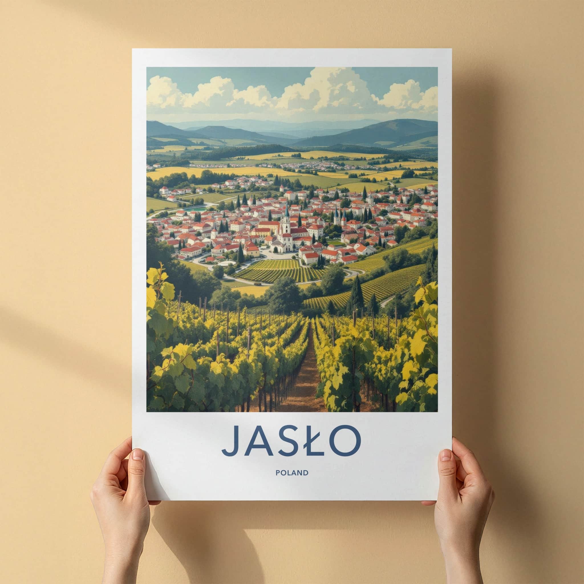 Jaslo Poster - Poland Travel Art - Rolling Hills Vineyards Home Decor