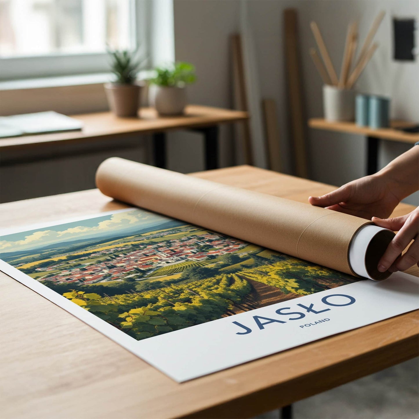 Jaslo Poster - Poland Travel Art - Rolling Hills Vineyards Home Decor