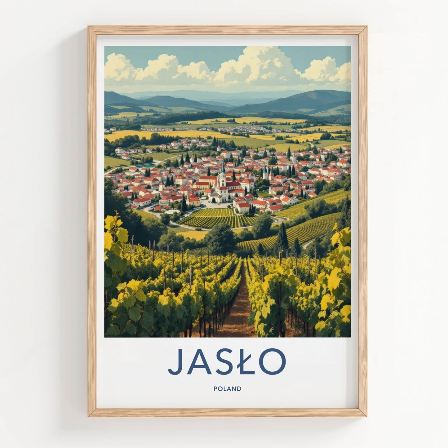 Jaslo Poster - Poland Travel Art - Rolling Hills Vineyards Home Decor
