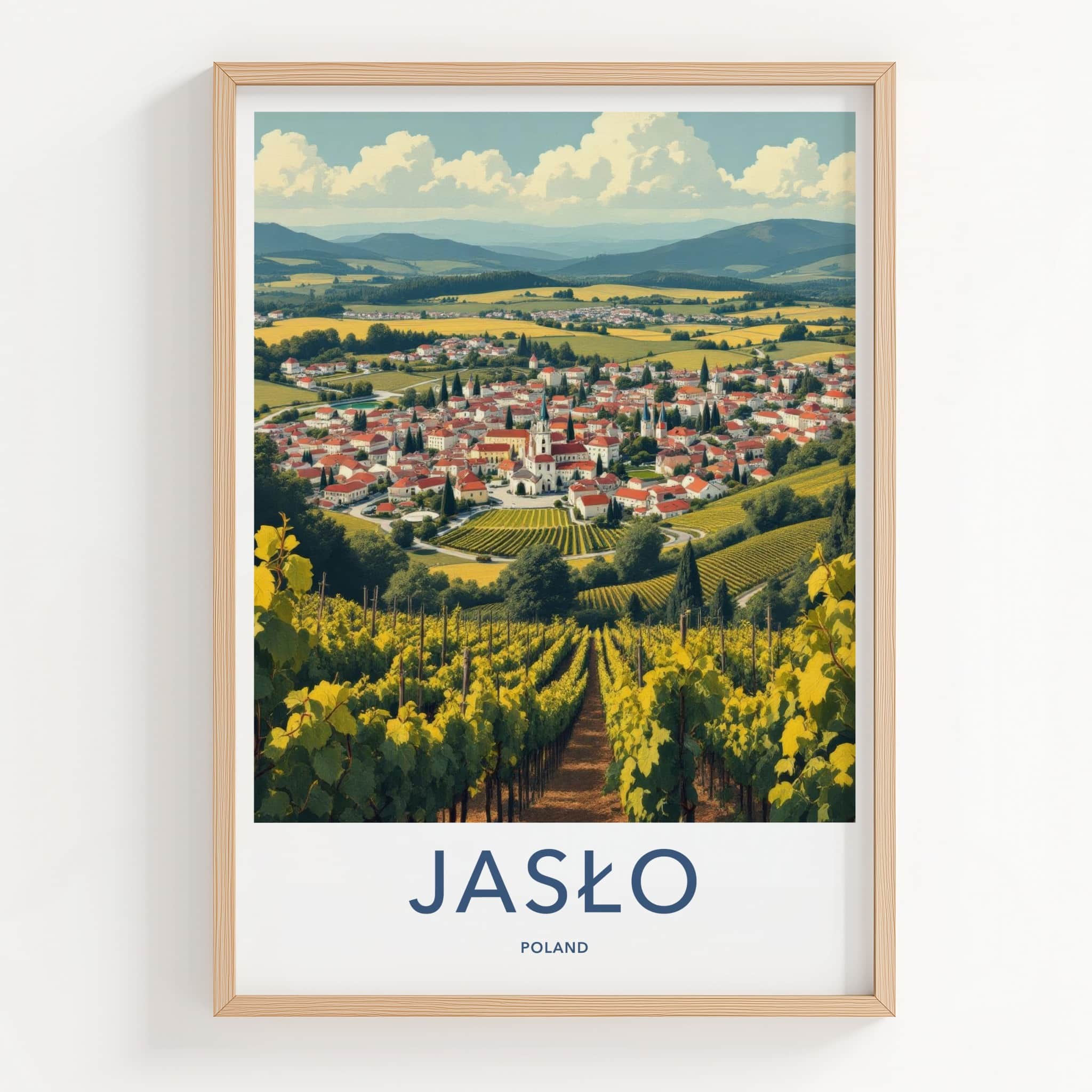 Jaslo Poster - Poland Travel Art - Rolling Hills Vineyards Home Decor