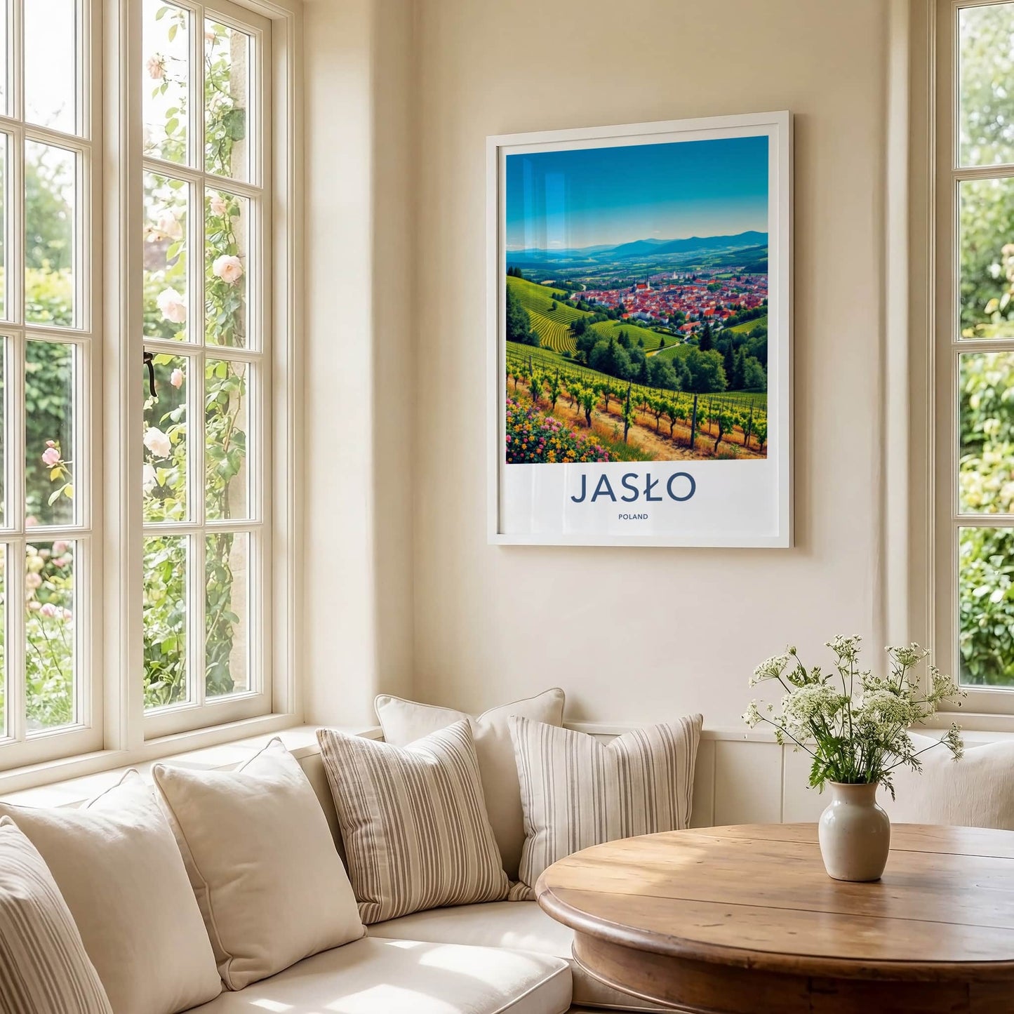 Jaslo Poster - Poland Travel Art - Rolling Vineyard Town Home Decor