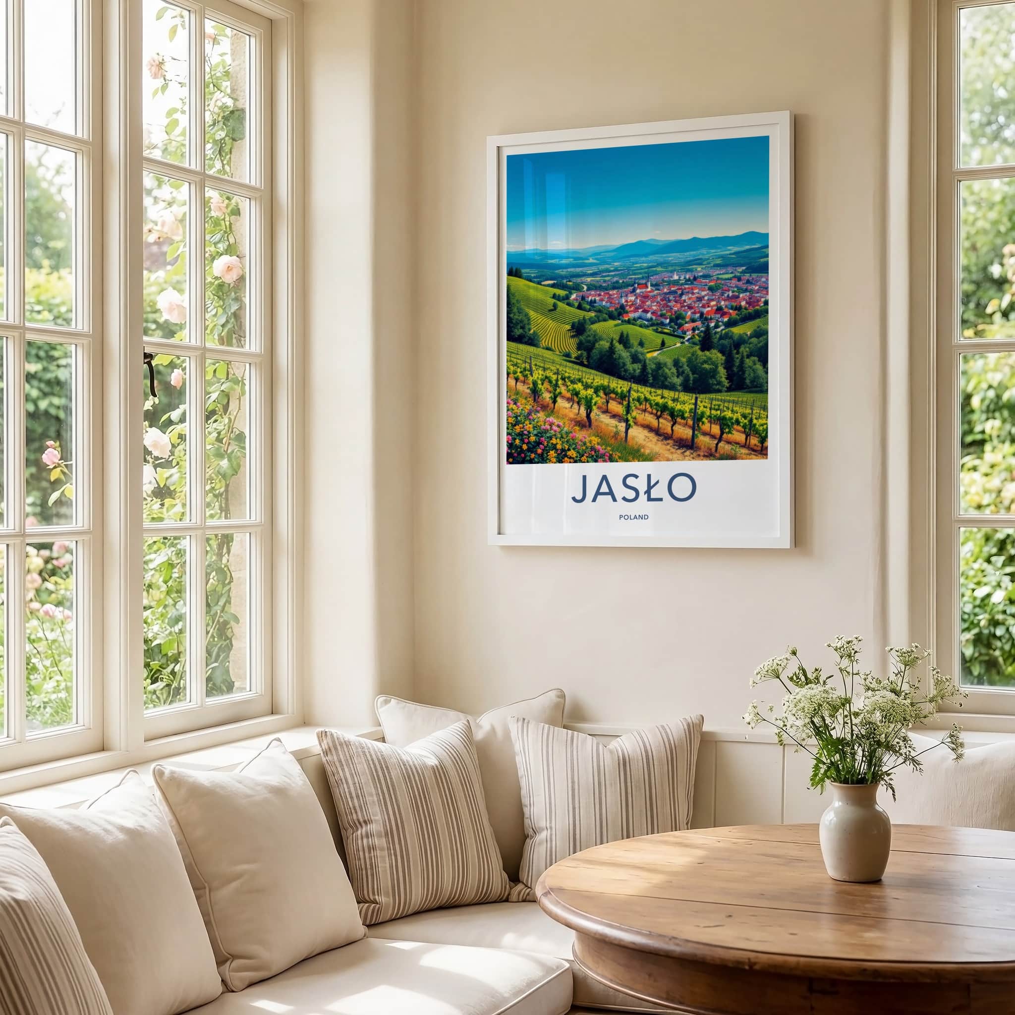 Jaslo Poster - Poland Travel Art - Rolling Vineyard Town Home Decor