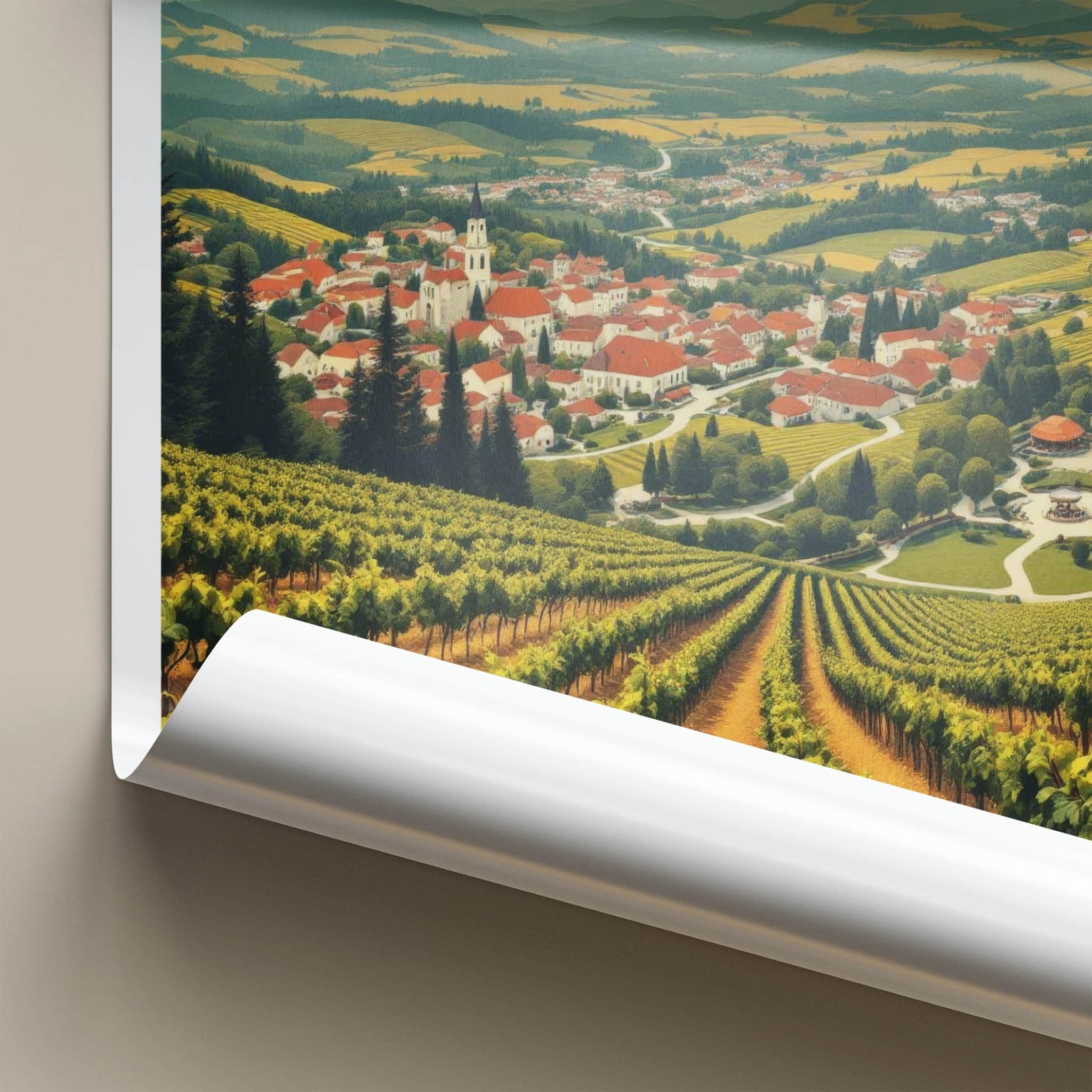 Jaslo Poster - Poland Travel Art - Rolling Vineyard Village Home Decor