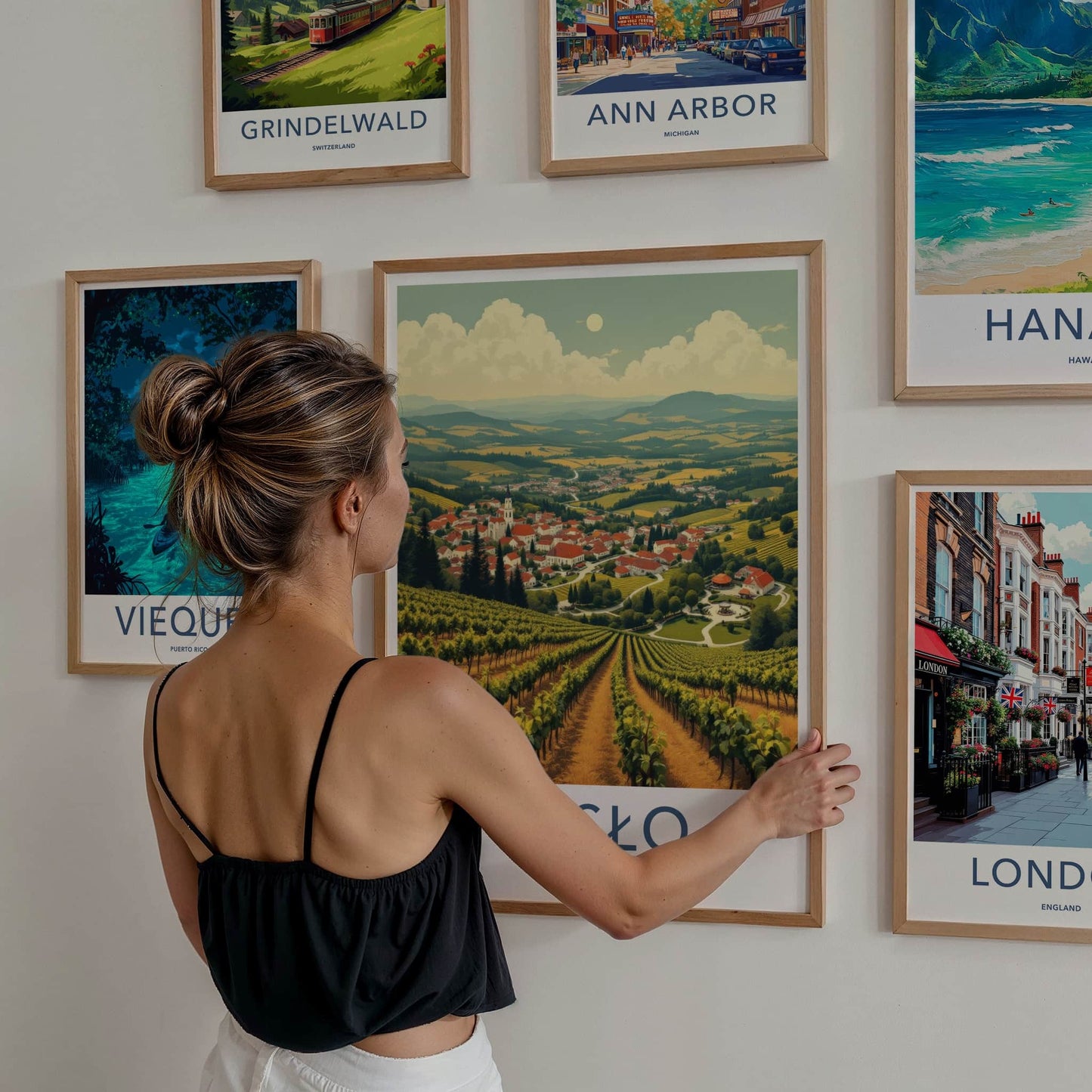 Jaslo Poster - Poland Travel Art - Rolling Vineyard Village Home Decor