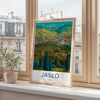 Jaslo Poster - Poland Travel Art - Roofed Town Vineyard Home Decor