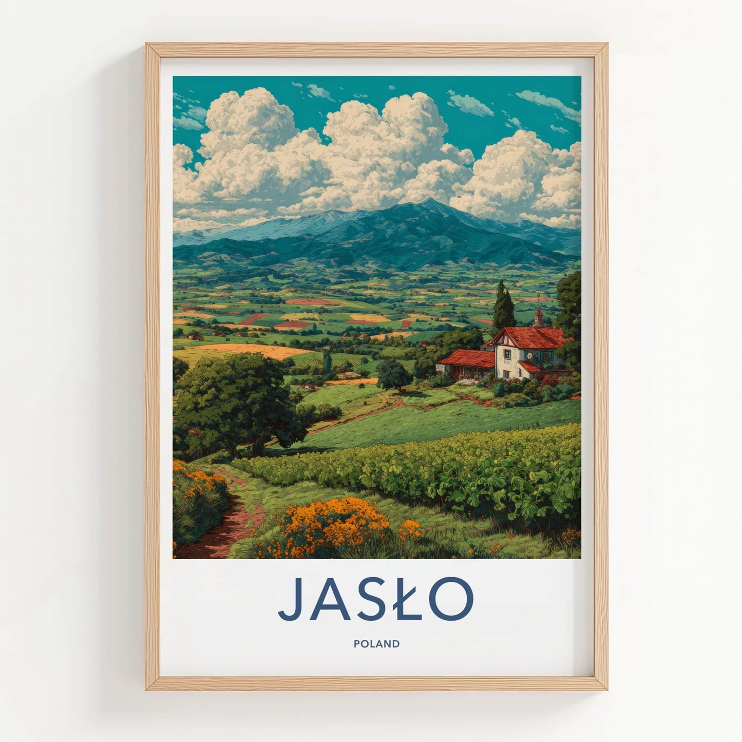 Jaslo Poster - Poland Travel Art - Vibrant Green Landscape Home Decor