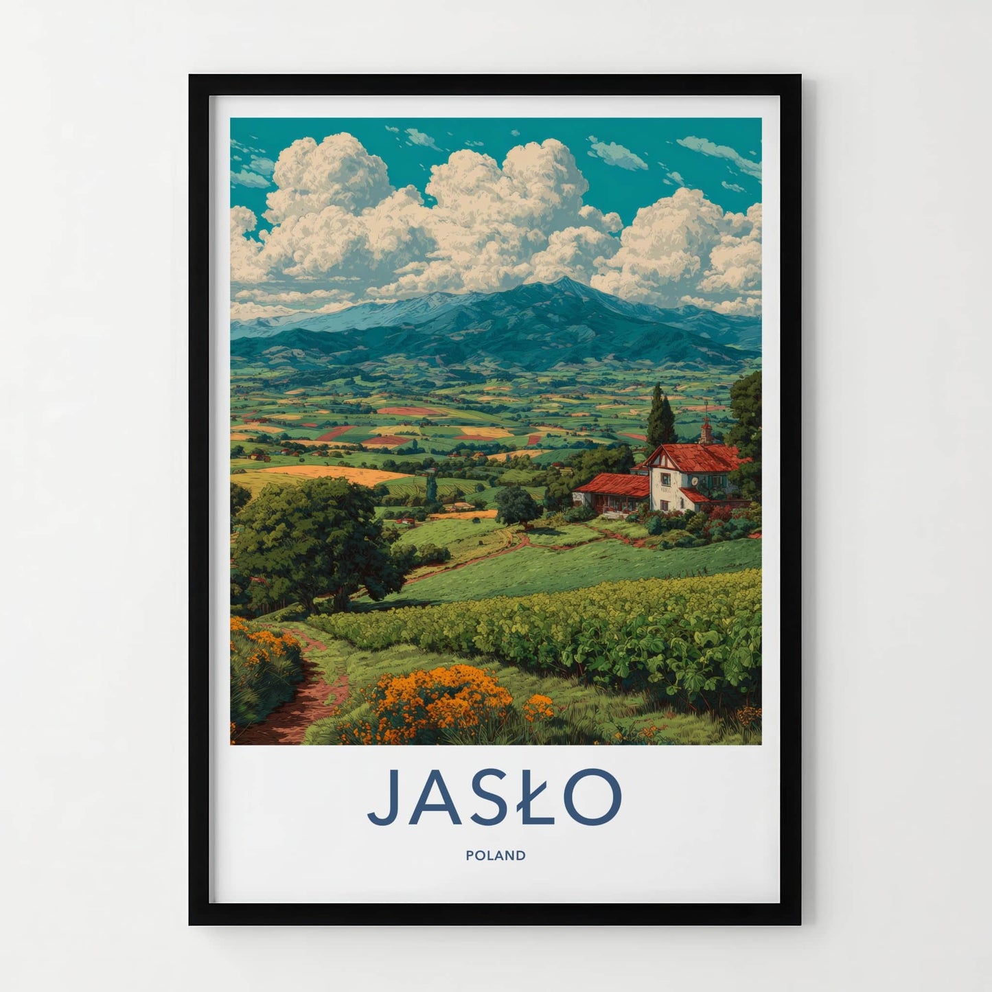 Jaslo Poster - Poland Travel Art - Vibrant Green Landscape Home Decor