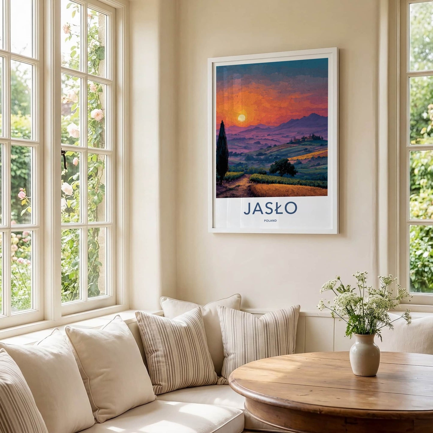 Jaslo Poster - Poland Travel Art - Vibrant Sunset Landscape Home Decor