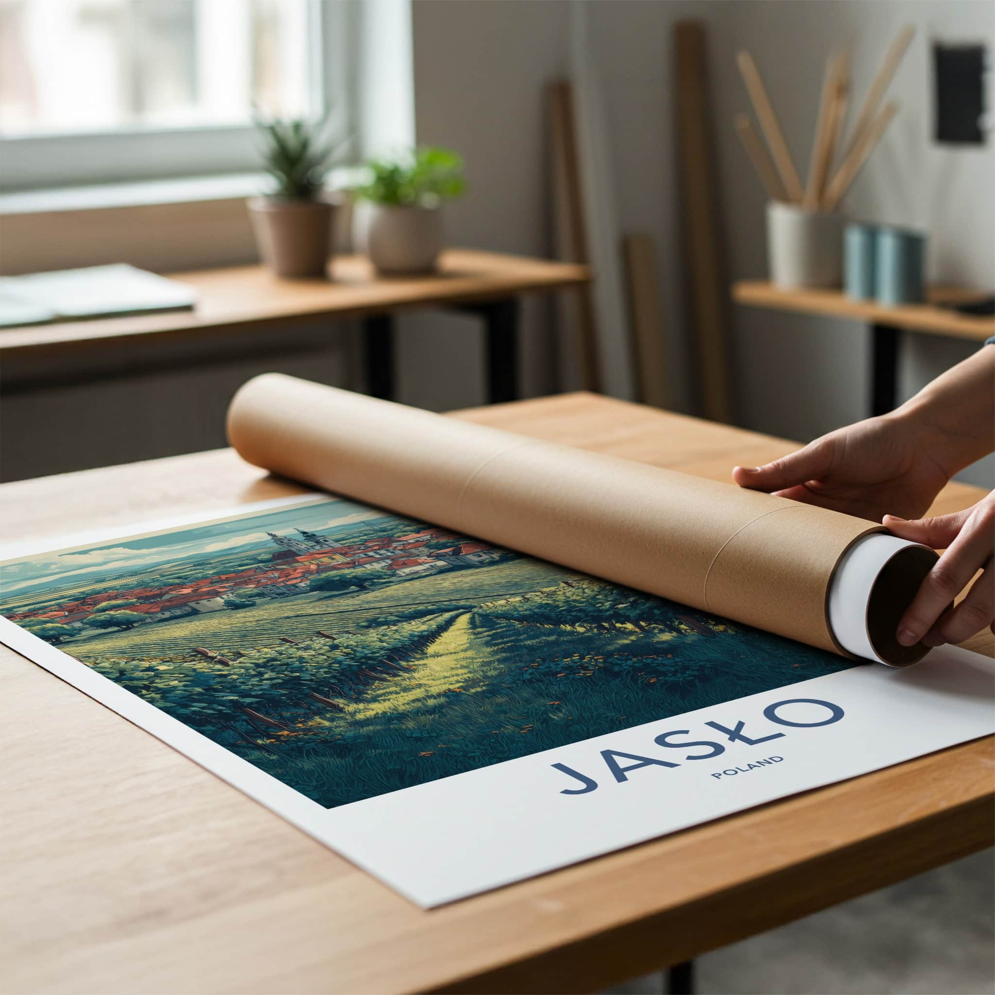 Jaslo Poster - Poland Travel Art - Vineyard Valley Town Home Decor