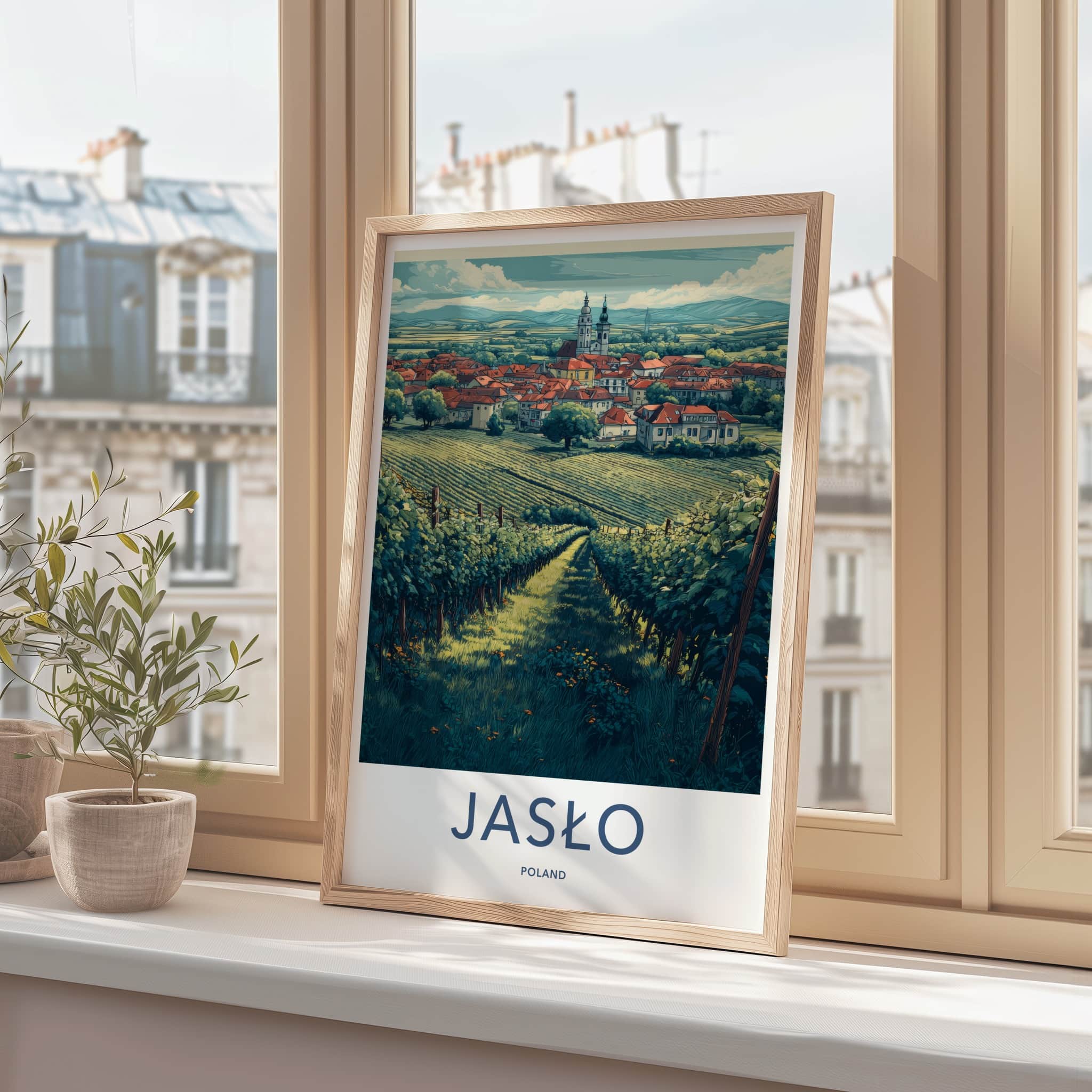 Jaslo Poster - Poland Travel Art - Vineyard Valley Town Home Decor