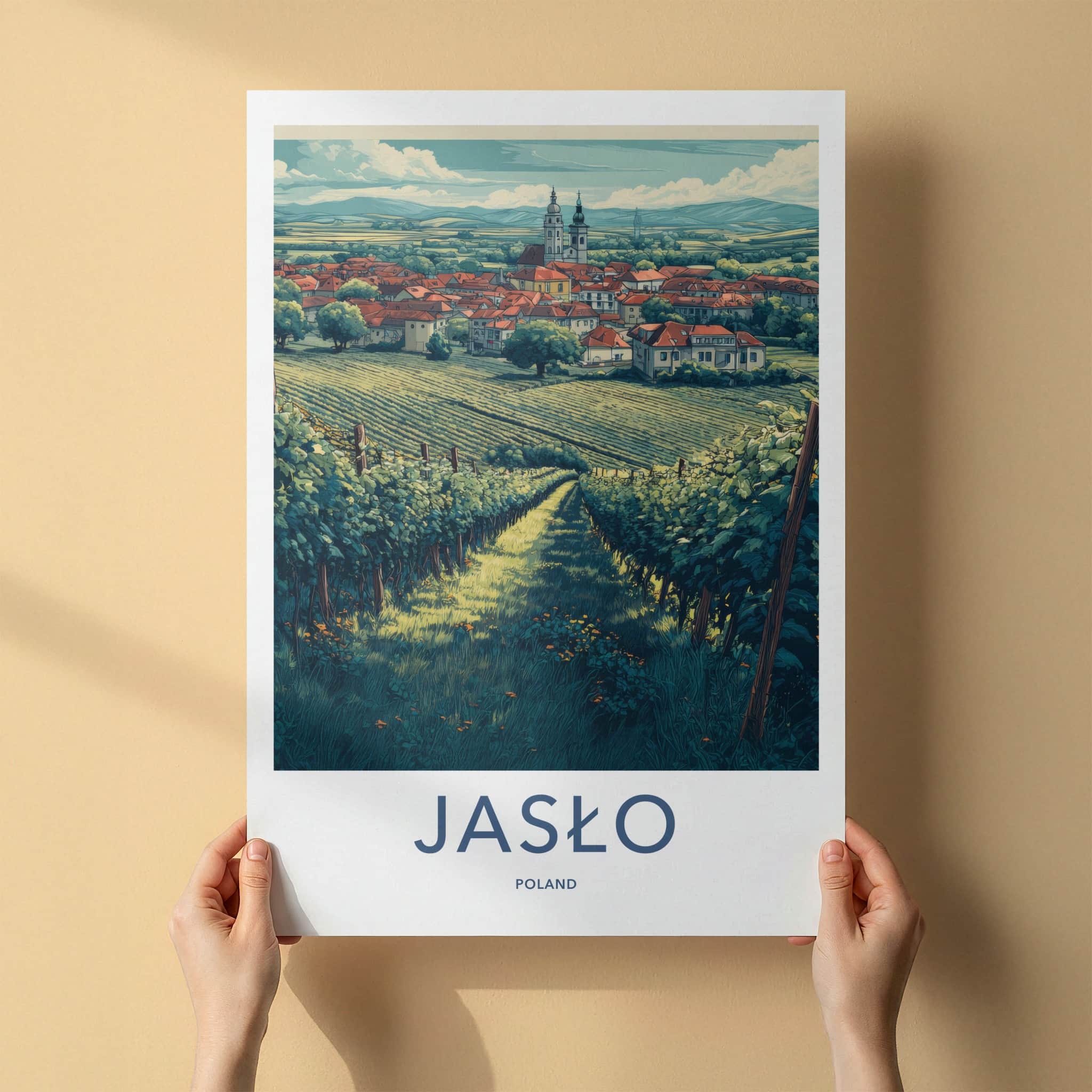 Jaslo Poster - Poland Travel Art - Vineyard Valley Town Home Decor