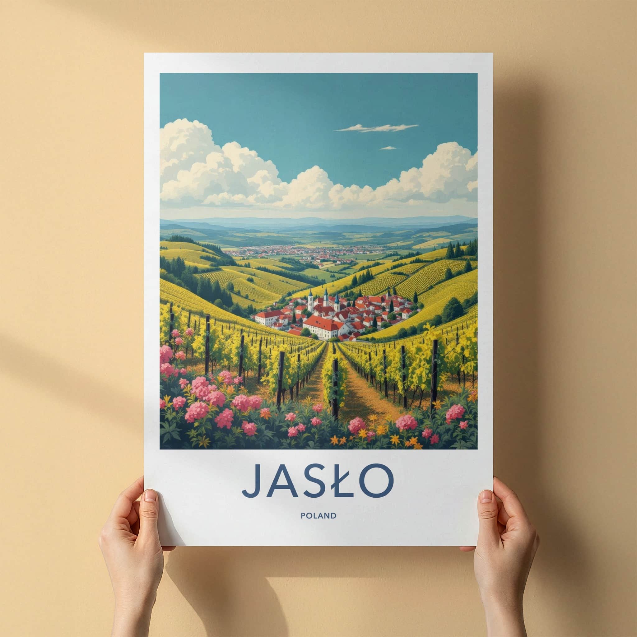 Jaslo Poster - Poland Travel Art - Vineyard Valley Village Home Decor