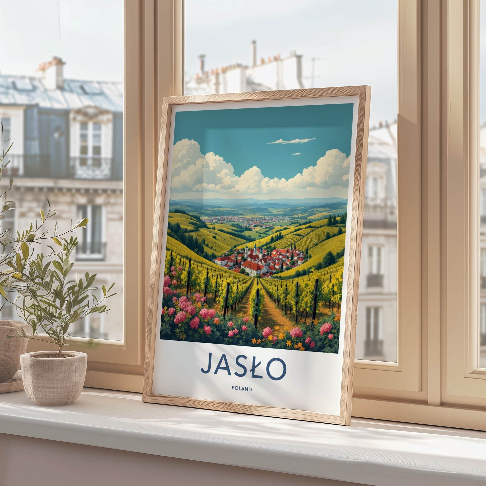 Jaslo Poster - Poland Travel Art - Vineyard Valley Village Home Decor