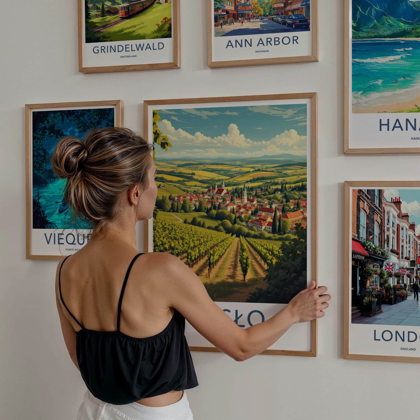 Jaslo Poster - Poland Travel Art - Vineyard village landscape Home Decor