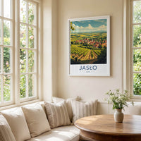 Jaslo Poster - Poland Travel Art - Vineyard village landscape Home Decor