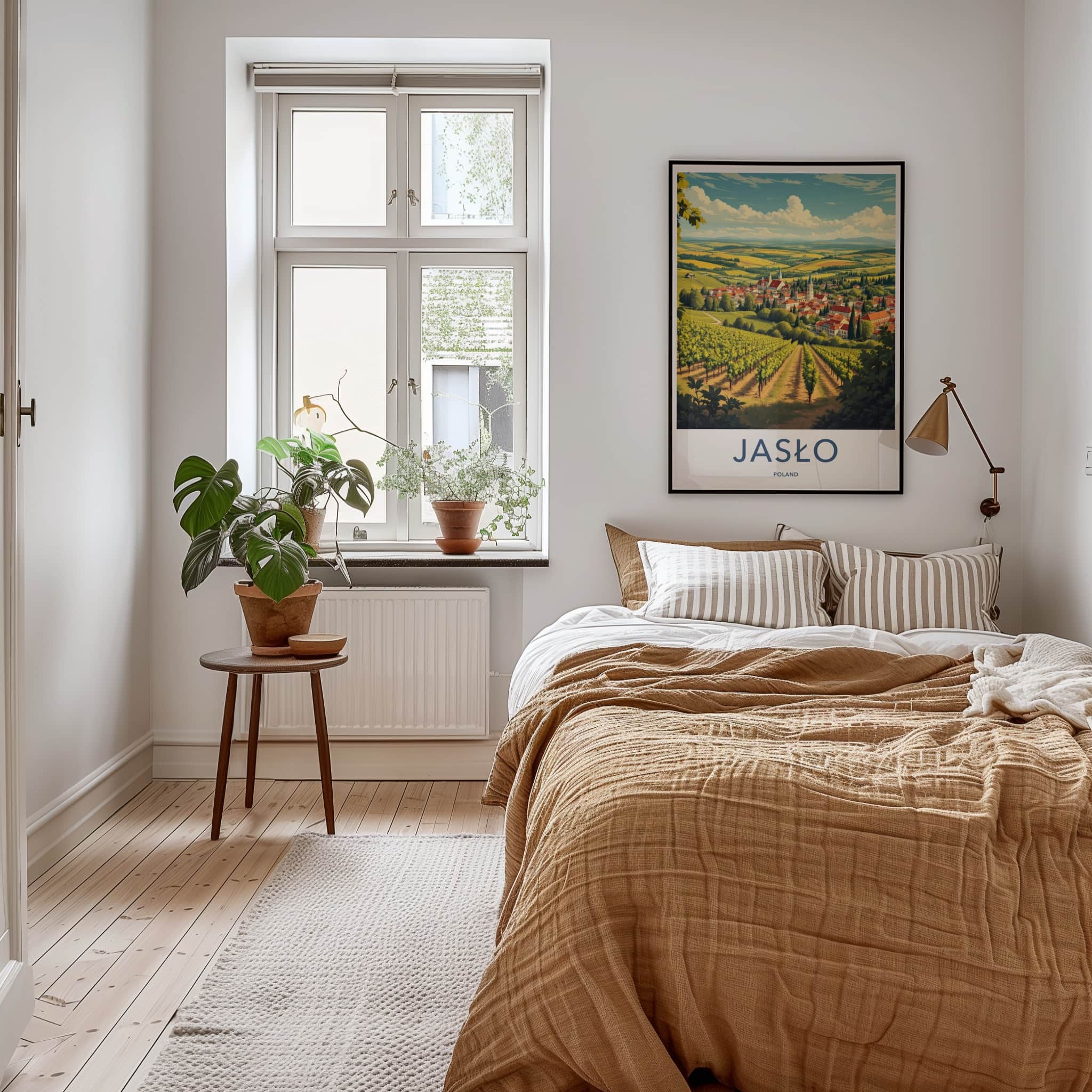 Jaslo Poster - Poland Travel Art - Vineyard village landscape Home Decor