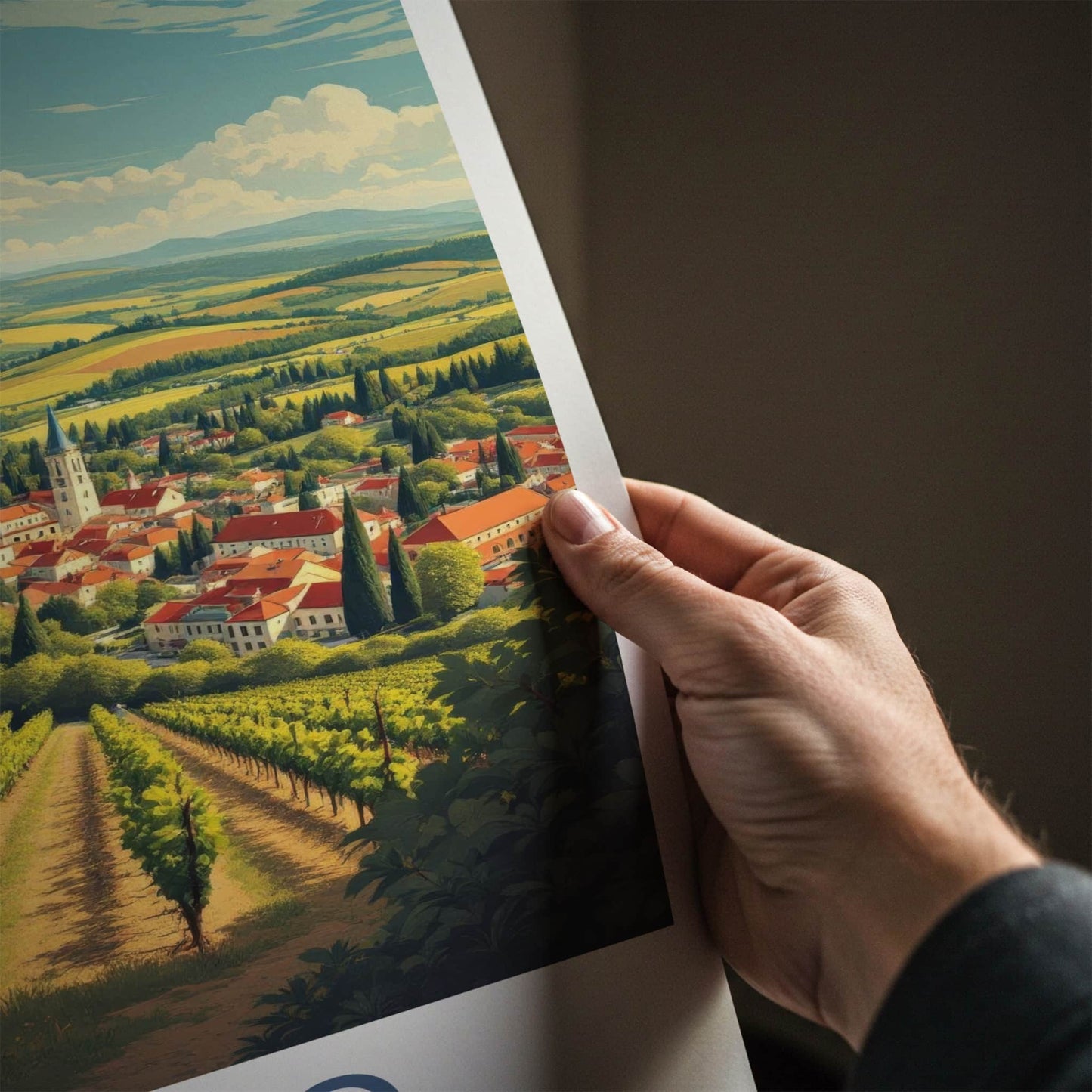 Jaslo Poster - Poland Travel Art - Vineyard village landscape Home Decor