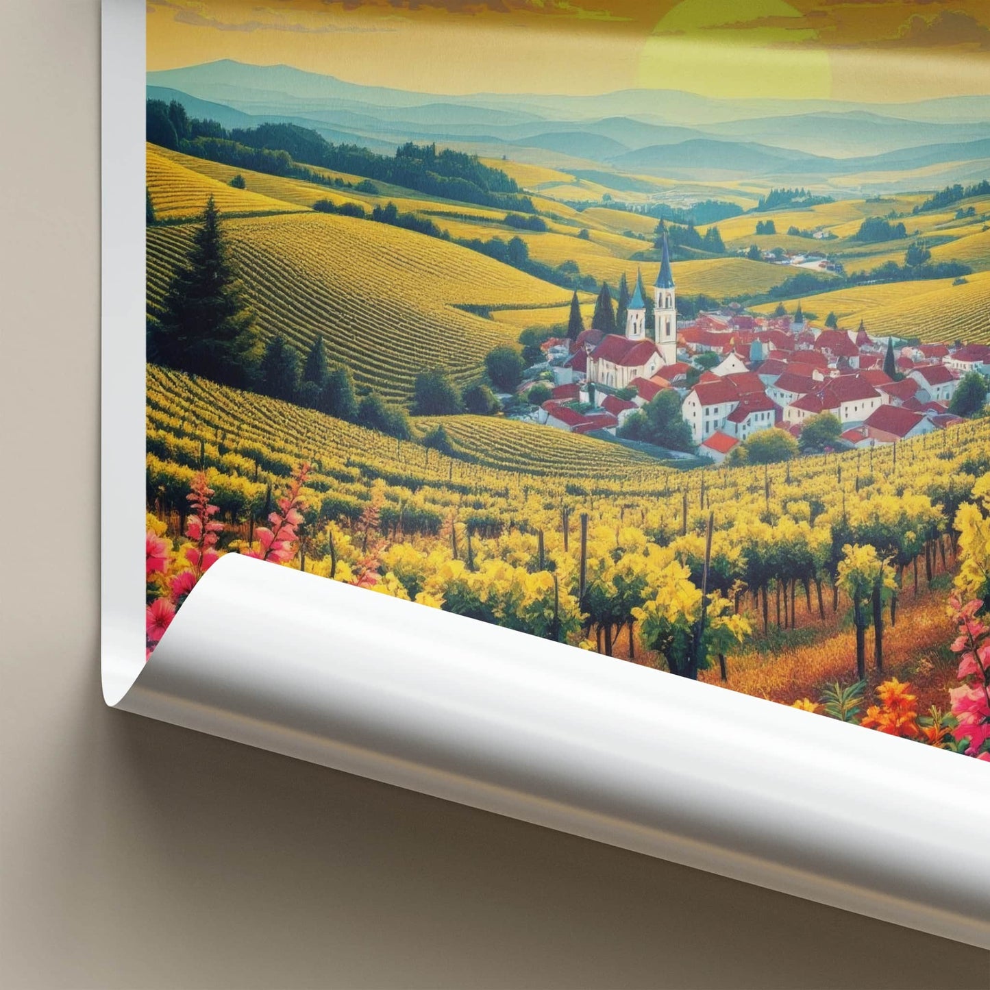 Jaslo Poster - Poland Travel Art - Vineyard Village Sunset Home Decor
