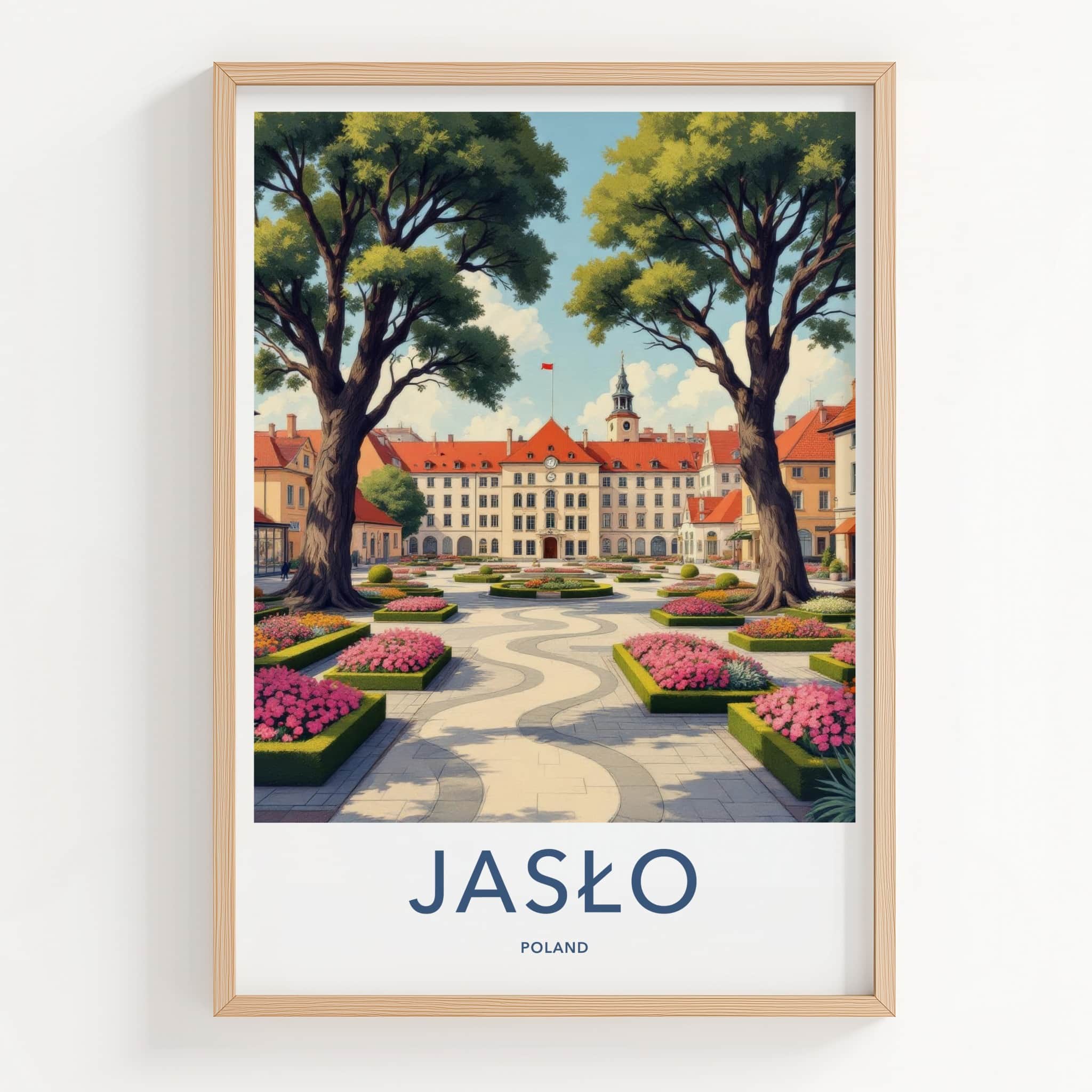 Jaslo Poster - Poland Travel Print - Grand Square Blossom Home Decor