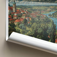Jaslo Poster - Poland Travel Print - Red Roof Cityscape Lounge Decor