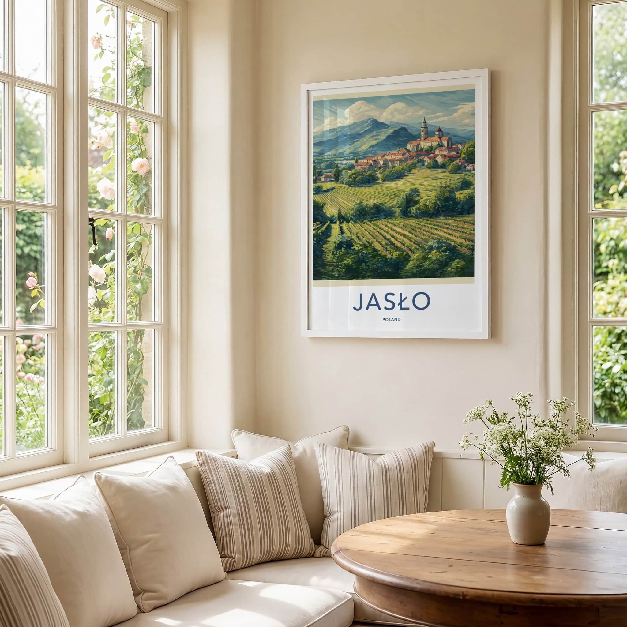 Jaslo Poster - Poland Wall Art - Scenic Village Vineyards Home Decor