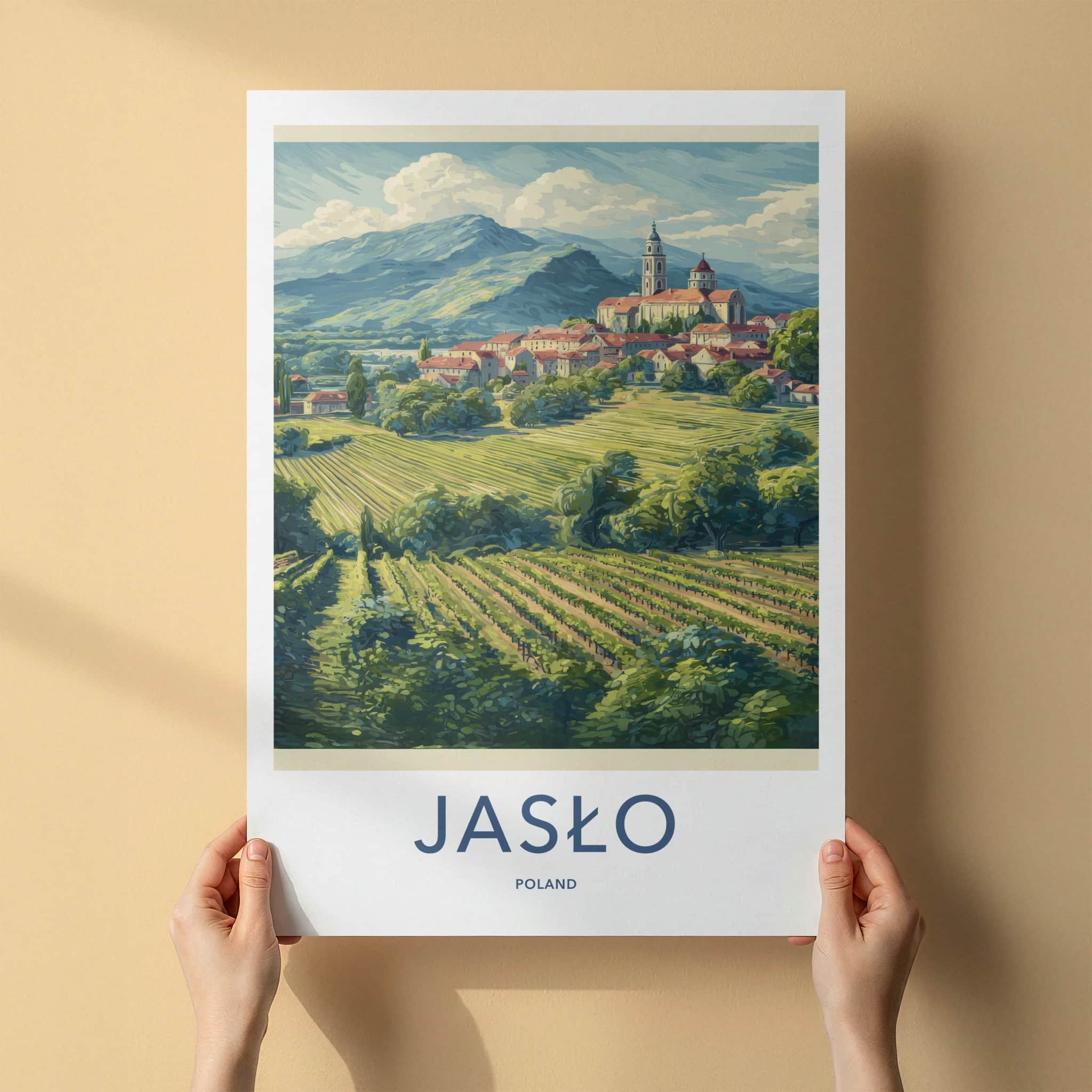 Jaslo Poster - Poland Wall Art - Scenic Village Vineyards Home Decor