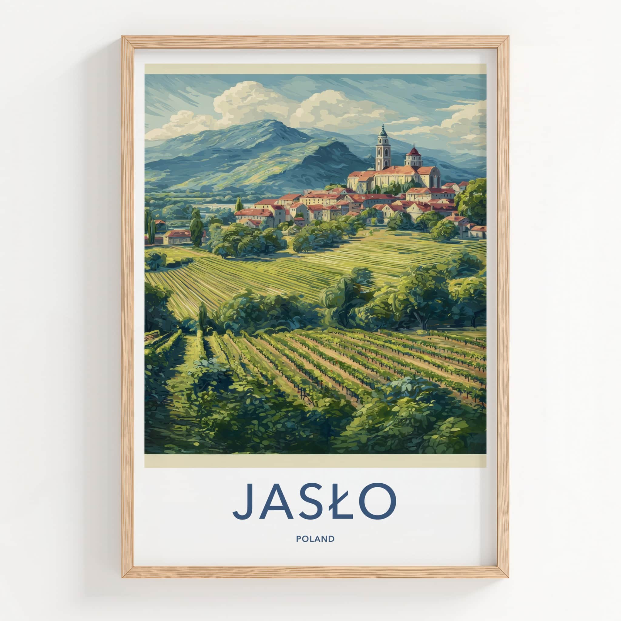 Jaslo Poster - Poland Wall Art - Scenic Village Vineyards Home Decor