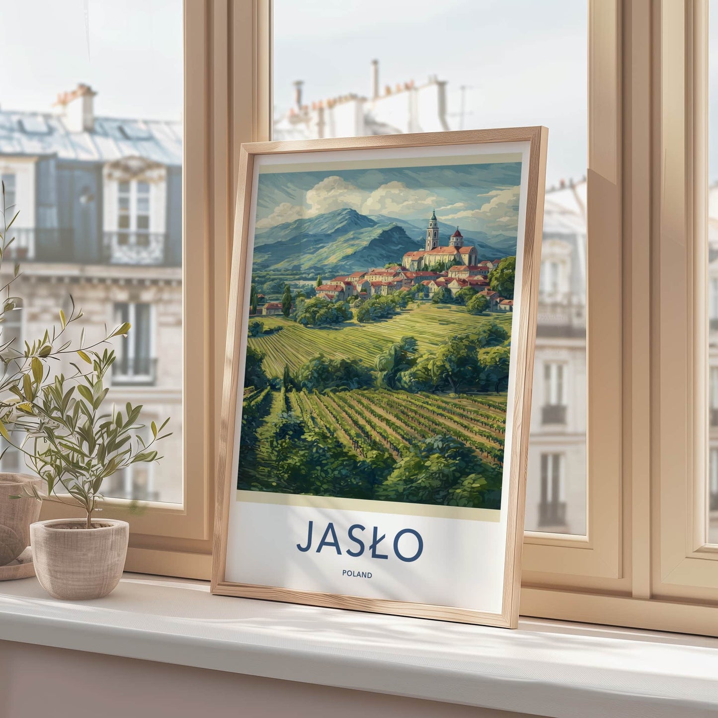 Jaslo Poster - Poland Wall Art - Scenic Village Vineyards Home Decor