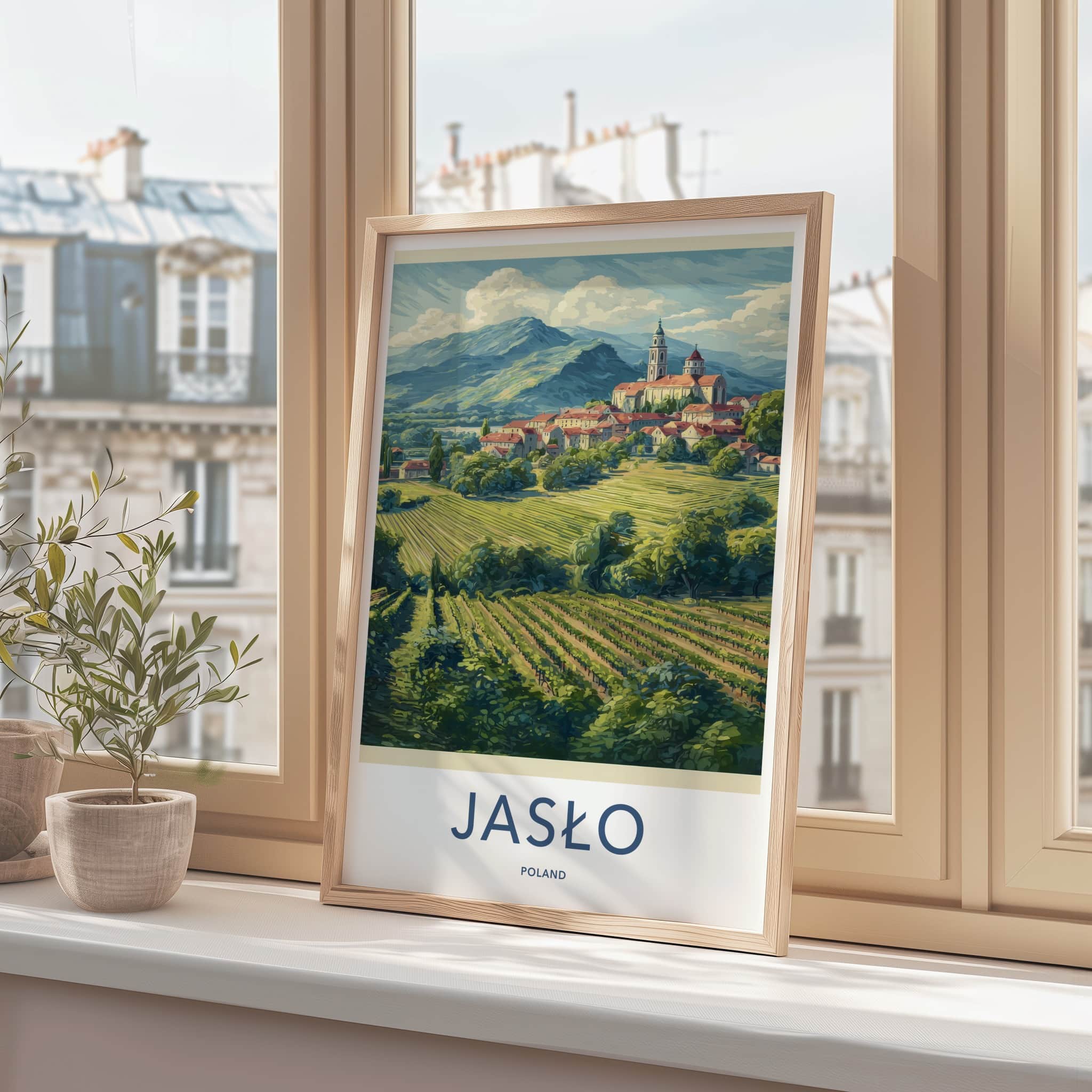 Jaslo Poster - Poland Wall Art - Scenic Village Vineyards Home Decor