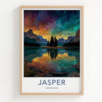 Jasper National Park Poster - Canada Wall Art - Vibrant Sky Reflection Home Decor