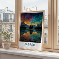 Jasper National Park Poster - Canada Wall Art - Vibrant Sky Reflection Home Decor