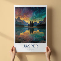 Jasper National Park Poster - Canada Wall Art - Vibrant Sky Reflection Home Decor