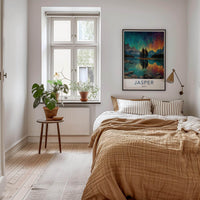 Jasper Poster - Canada Travel Art - Stained Glass Mountain Wall Decor