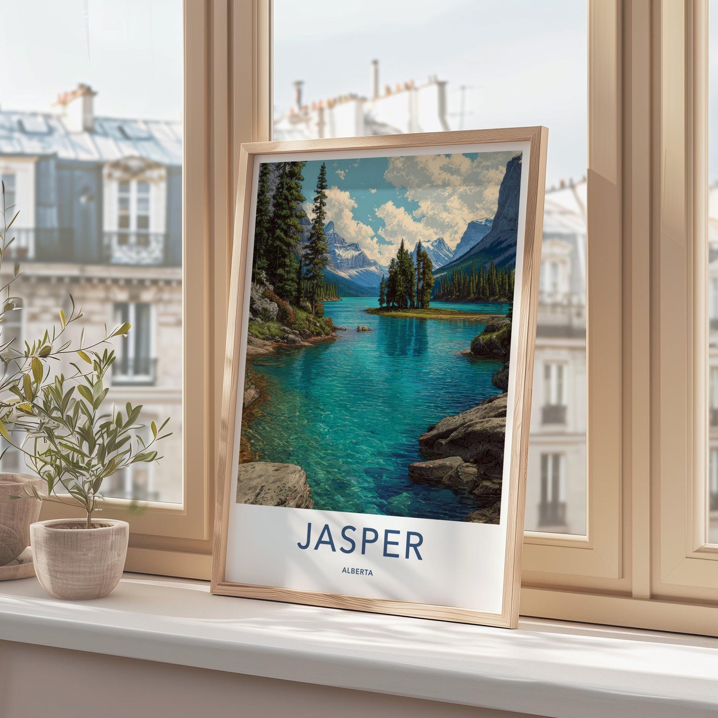 Jasper Poster - Canada Wall Art - Turquoise Lake Island Home Decor