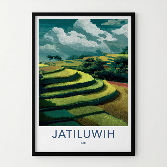 Jatiluwih Poster - Indonesia Travel Art - Lush Green Terraces Wall Decor