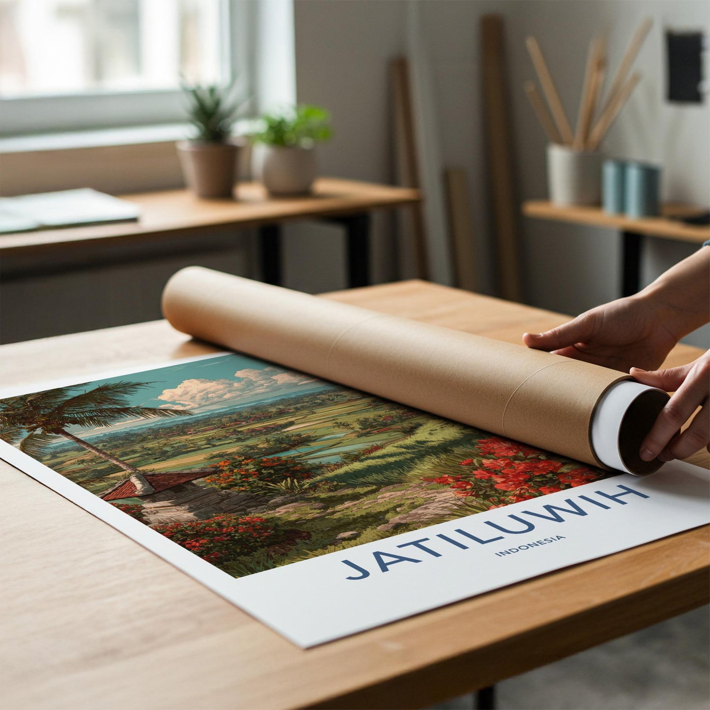 Jatiluwih Poster - Indonesia Travel Art - Lush Rice Terraces Home Decor