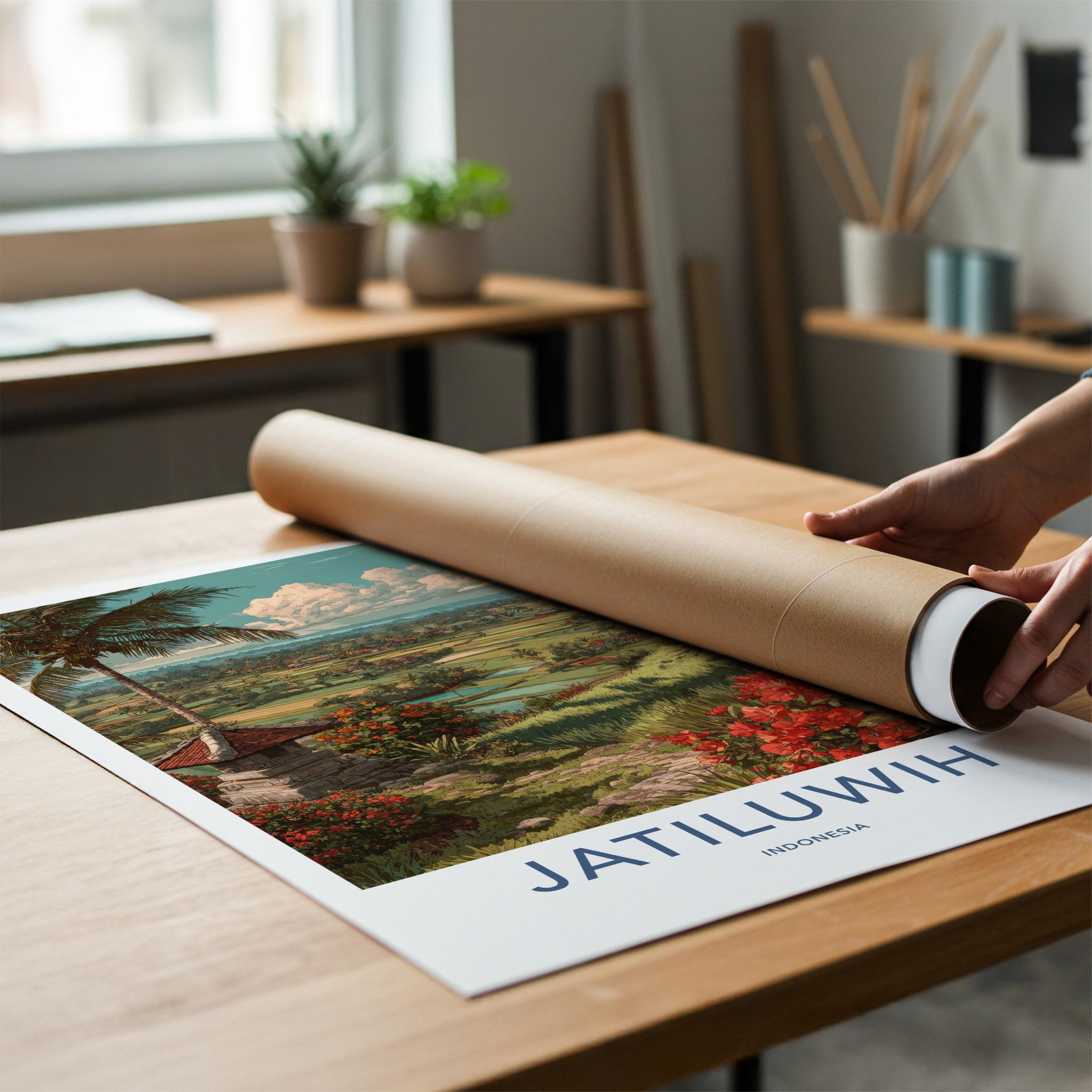 Jatiluwih Poster - Indonesia Travel Art - Lush Rice Terraces Home Decor