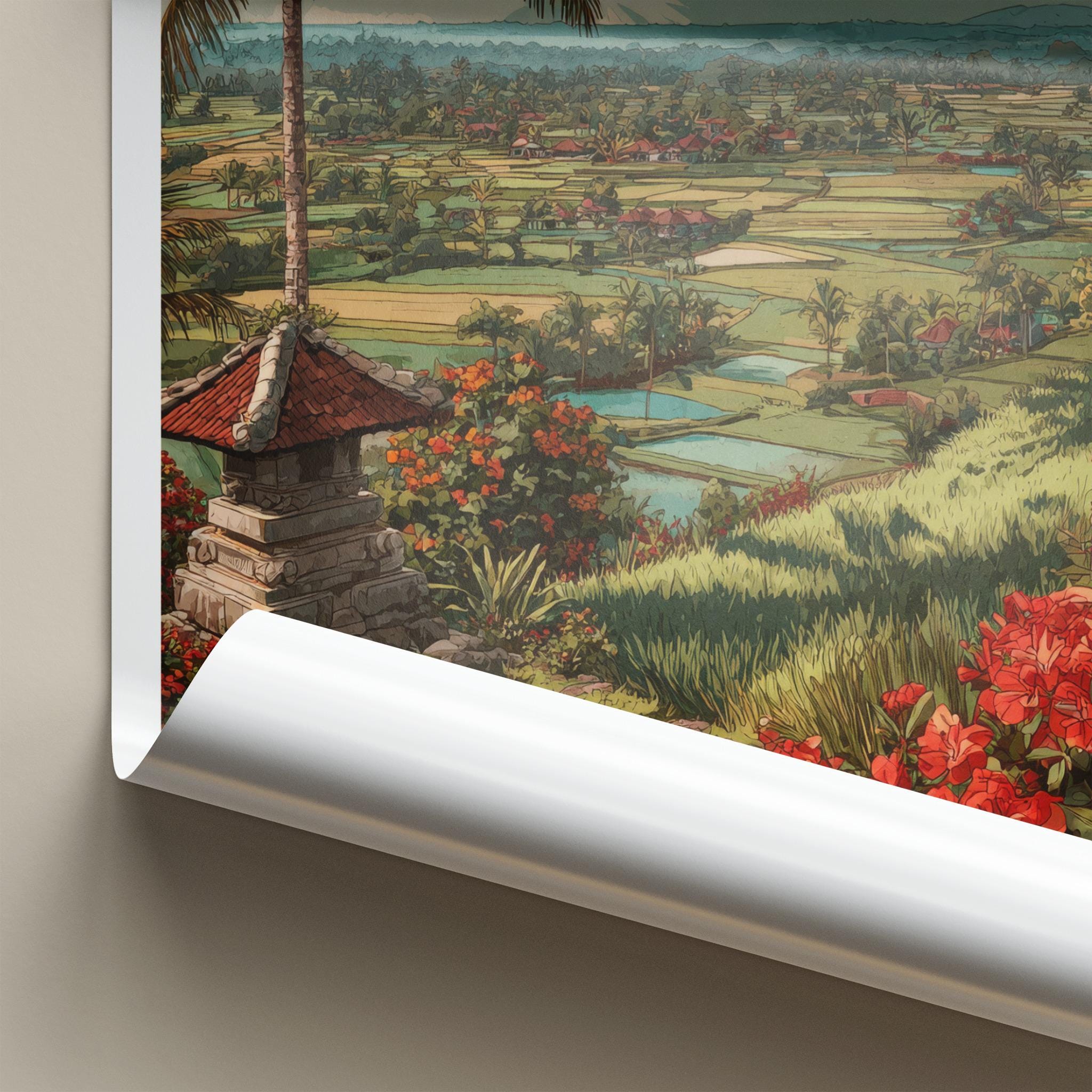 Jatiluwih Poster - Indonesia Travel Art - Lush Rice Terraces Home Decor