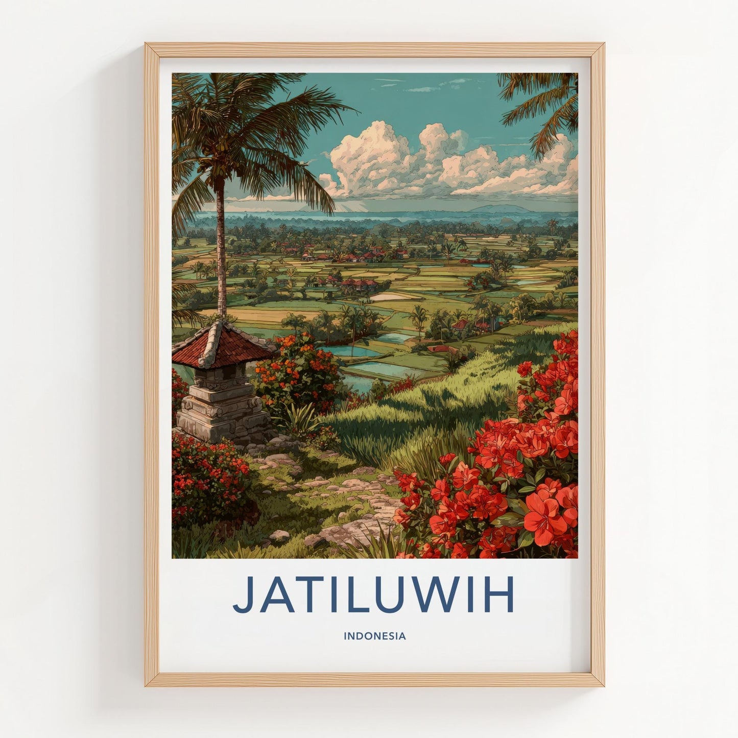 Jatiluwih Poster - Indonesia Travel Art - Lush Rice Terraces Home Decor