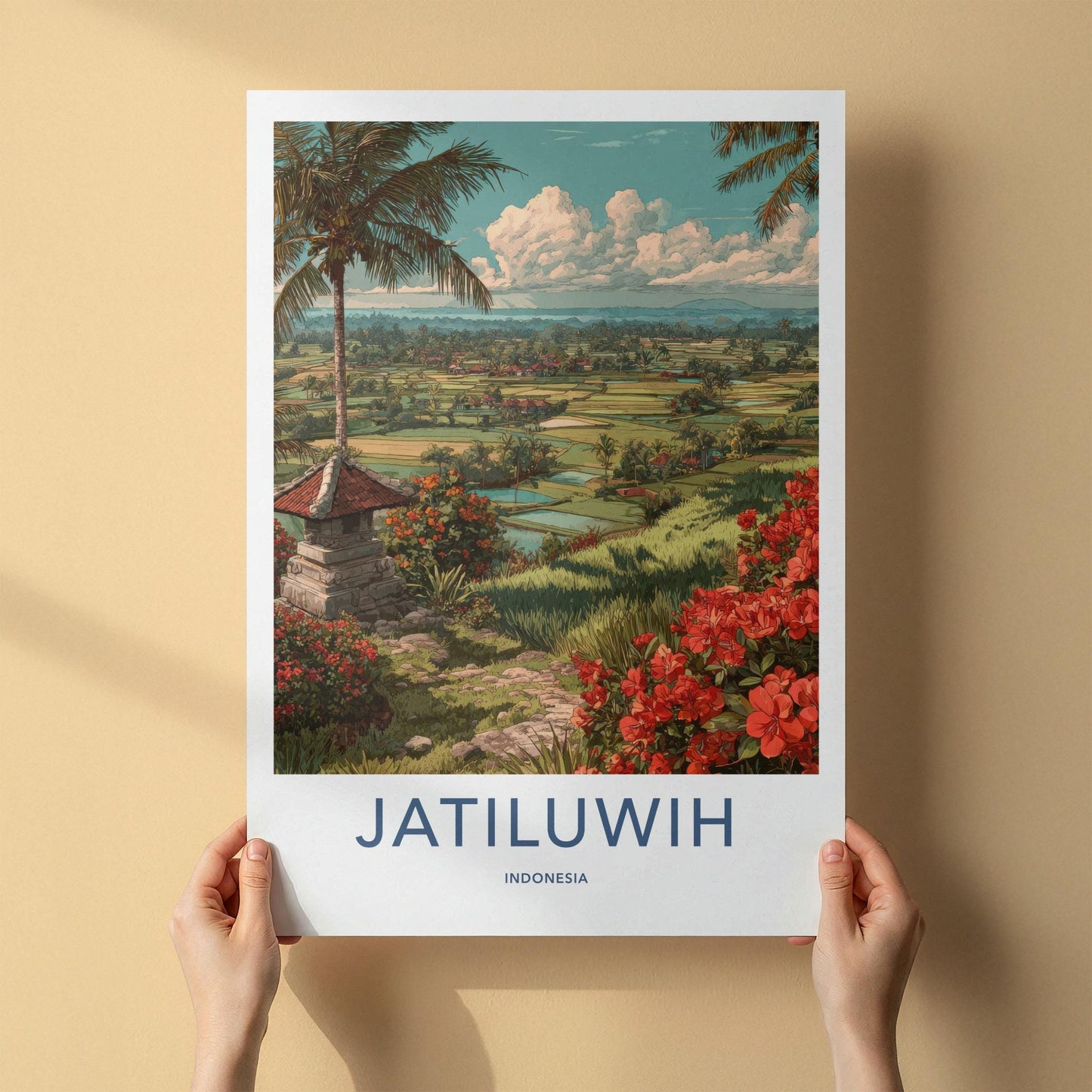 Jatiluwih Poster - Indonesia Travel Art - Lush Rice Terraces Home Decor